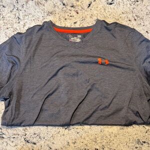 Under Armour Charcoal V-Neck Tee with Bright Orange Logo